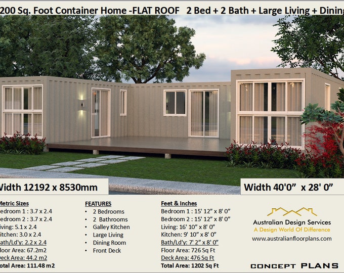 2 Bedroom Shipping Container house plans | House Plans  Container  home | adu | accessory dwelling unit
