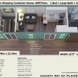 Build Plan#40 Titian: 40 Foot Shipping Container Home Concept Blueprints - Best Selling House Plans for our 40 Foot Container Home