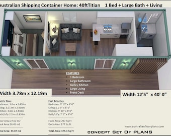 Build Plan#40 Titian: 40 Foot Shipping Container Home Concept Blueprints - Best Selling House Plans for our 40 Foot Container Home