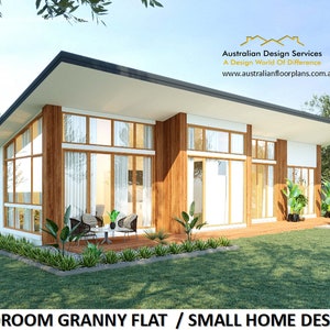 MODERN GRANNY FLAT - Small and Tiny Home Design 90.6m2/ 976 Sq. Feet  - Country 2 Bed House Plans For Sale Under 1000 Sq Feet