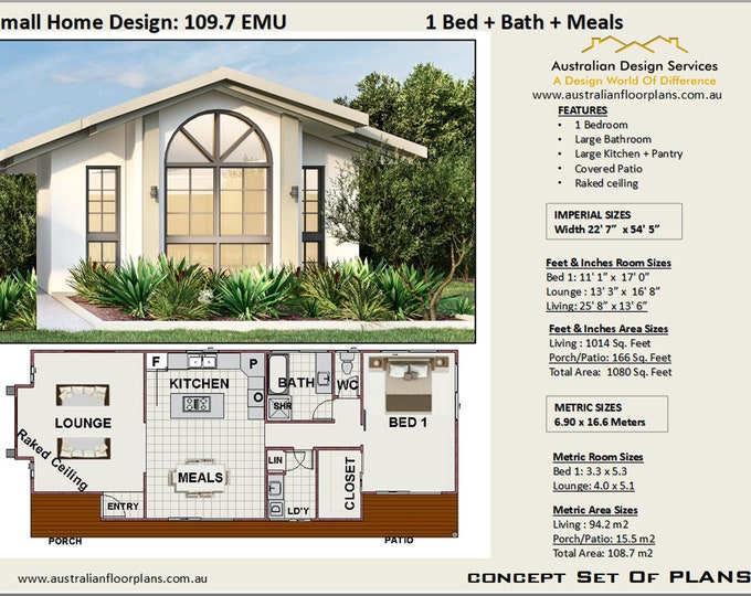 Small and Tiny House Home Design 1000 Sq. Ft. or 94.2 Sq Meters Affordable House Plans For Sale
