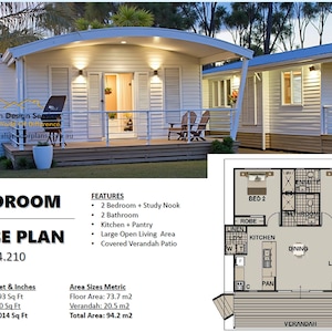 Small House Design – 94.210 Granny Pod 2 Bedroom + 2 Bathroom Granny Flat - builder’s consultation set House Plans