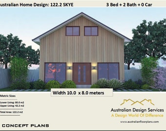 122.2 m2 | Barn Style House Plan | 3 bed |Australian house plans for sale