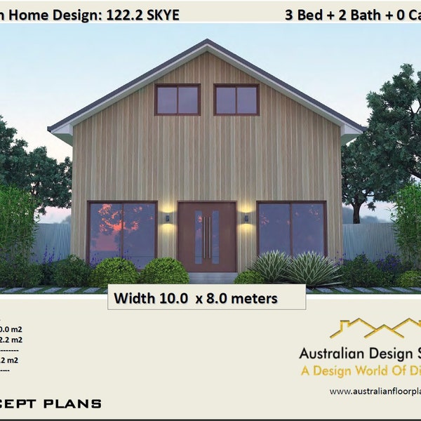 122.2 m2 | Barn Style House Plan | 3 bed |Australian house plans for sale