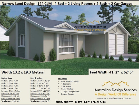4 Bedroom House Plan Narrow Lot Land 1530 Sq Foot 143 6 M2 4 Bedroom House Plans Concept House Plans For Sale