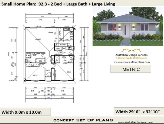 2 Bedroom House Plan 968 Sq Feet Or 90 M2 2 Small Home Design Small Home Design 2 Bedroom Granny Flat Concept House Plans For Sale
