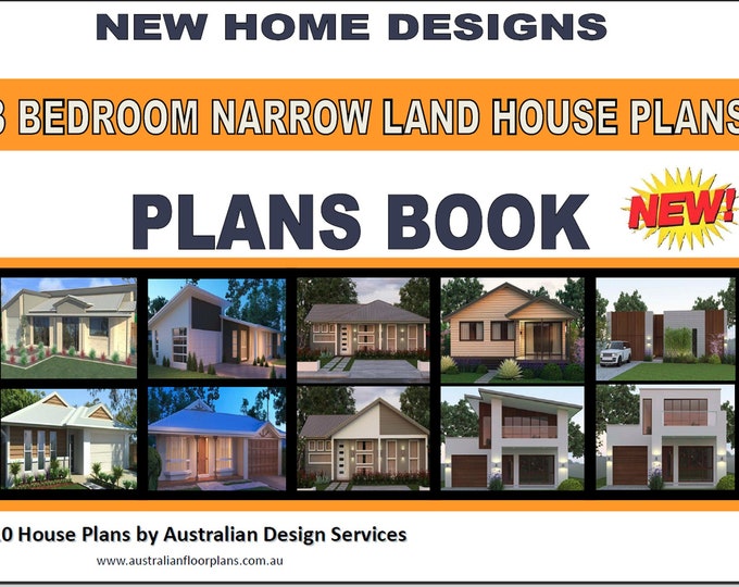 House Plans-Narrow Land 3 Bedroom House Plans - 10 House Plans Book - buy house plans online here e booK
