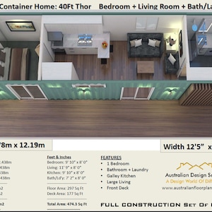 Plans de construction pour un conteneur maritime 500 m². PIED Plans de maison Accueil conteneur Conteneur le plus vendu Accueil / Plan PDF image 2
