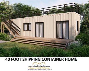Build Plan#40 RH: Shipping Container Home/40-foot container Shipping Container/Cargo Container plans/accessory dwelling unit / Granny Flat