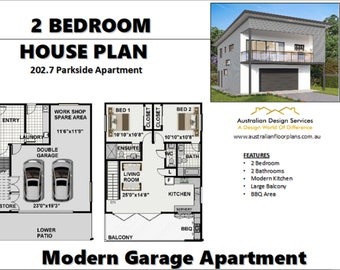 Garage Apartment  Skillion Roof Granny Flat/Modern House Plan with Exciting Features | Airbnb Apartment| Carriage house/ house plans sale