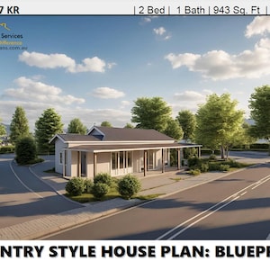 Ranch Style 2 Bedroom House Plan, 943 sq. feet or 87.6 m2 | 2 small home design, small home design, 2 Bedroom Granny, Concept House Plans