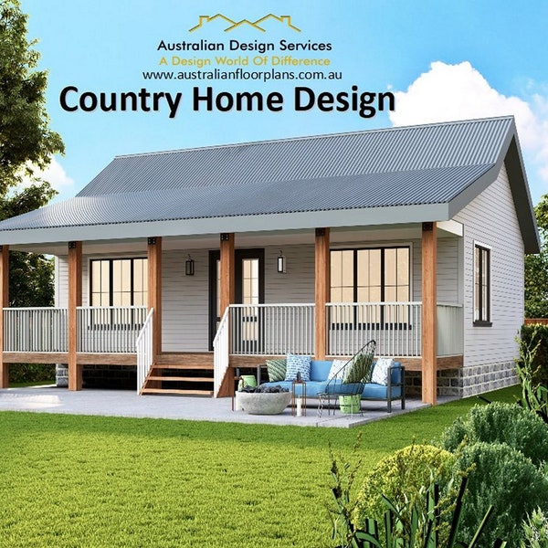 Small Home Design - Country Cottage 2 Bed House Plans For Sale | 84.9 m2 -914 Sq. Feet