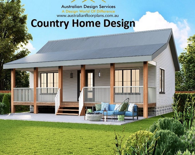 Small Home Design - Country Cottage 2 Bed House Plans For Sale | 84.9 m2 -914 Sq. Feet