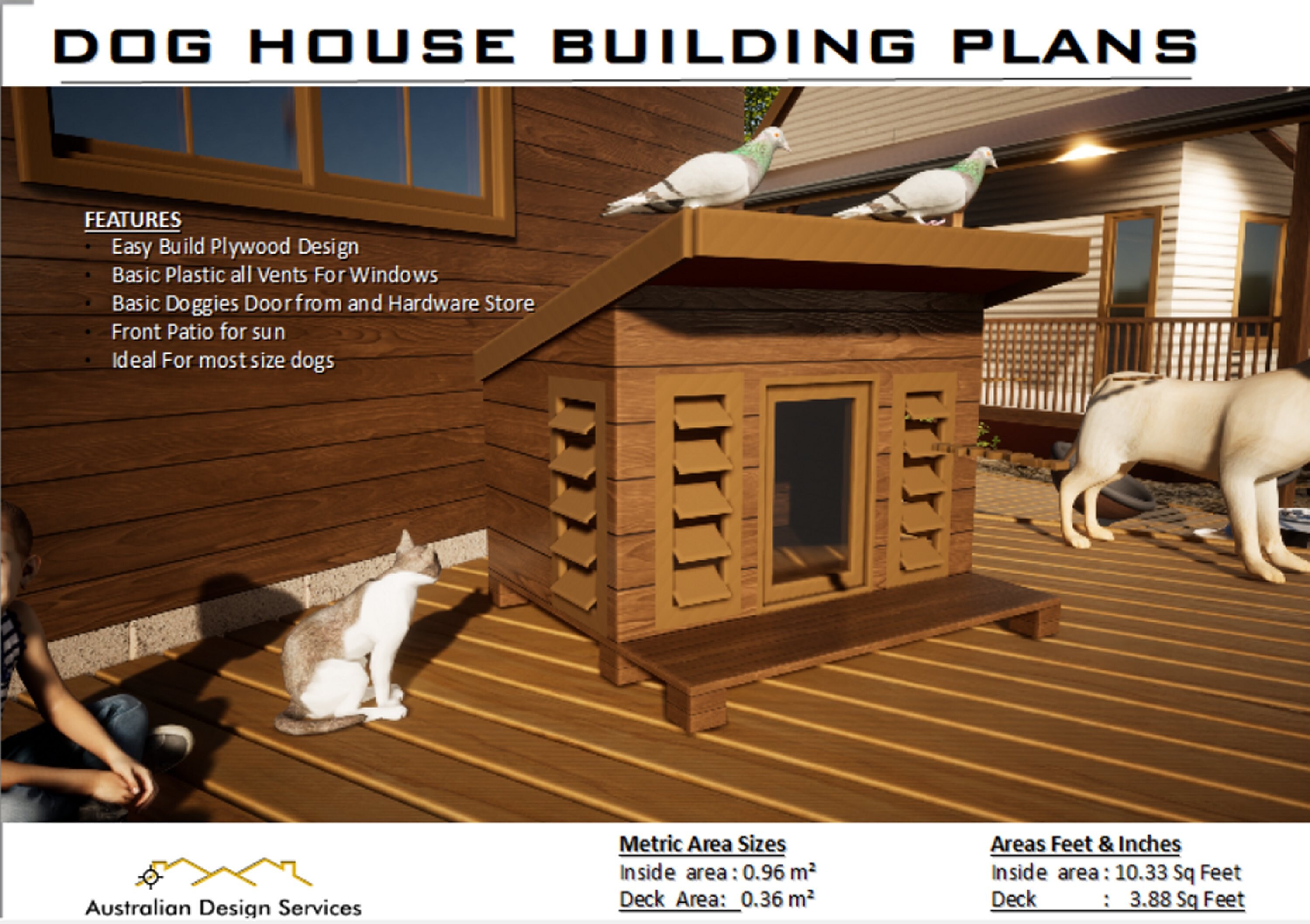 Dog Kenneldoghouse Plans Easy Build With Cut/plywood Pet House wooden
