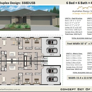 Slimline Narrow Duplex design  | 6 Bed 6 bath duplex house plans | duplex | #Australian Duplex |#duplex design #Concept House Plans For Sale