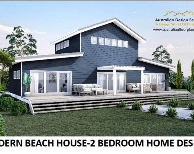 Modern Beach House Plan | 210m2 or 2263 sq foot -Sea Change Home Plans Sale in Metric and Feet & Inches