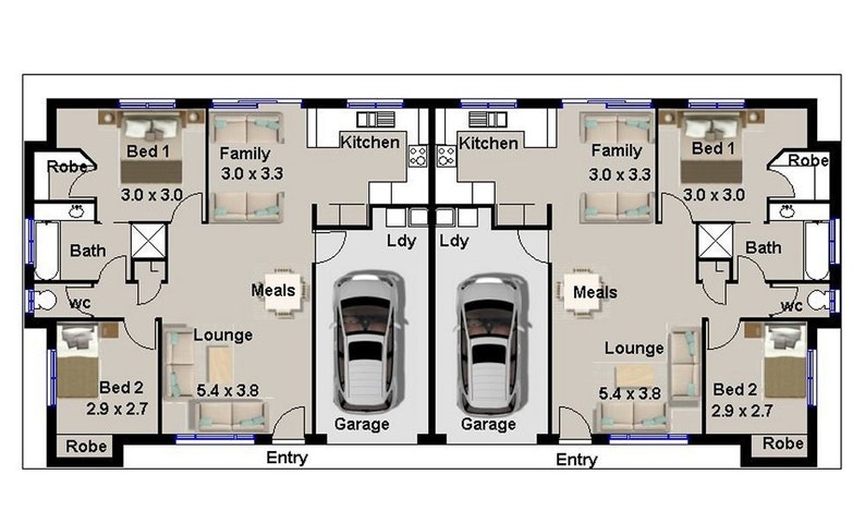 190 m2 4 Bedrooms duplex design full construction plans Etsy