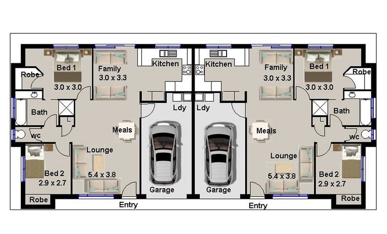 190 m2 4 Bedrooms duplex design full construction plans Etsy