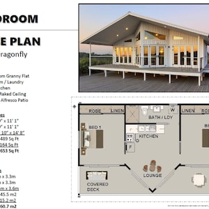 Compact 2-Bedroom House Plan – 489 Sq Ft (45.5 Sq M) | Small Home Blueprint | Tiny House Design for Sale