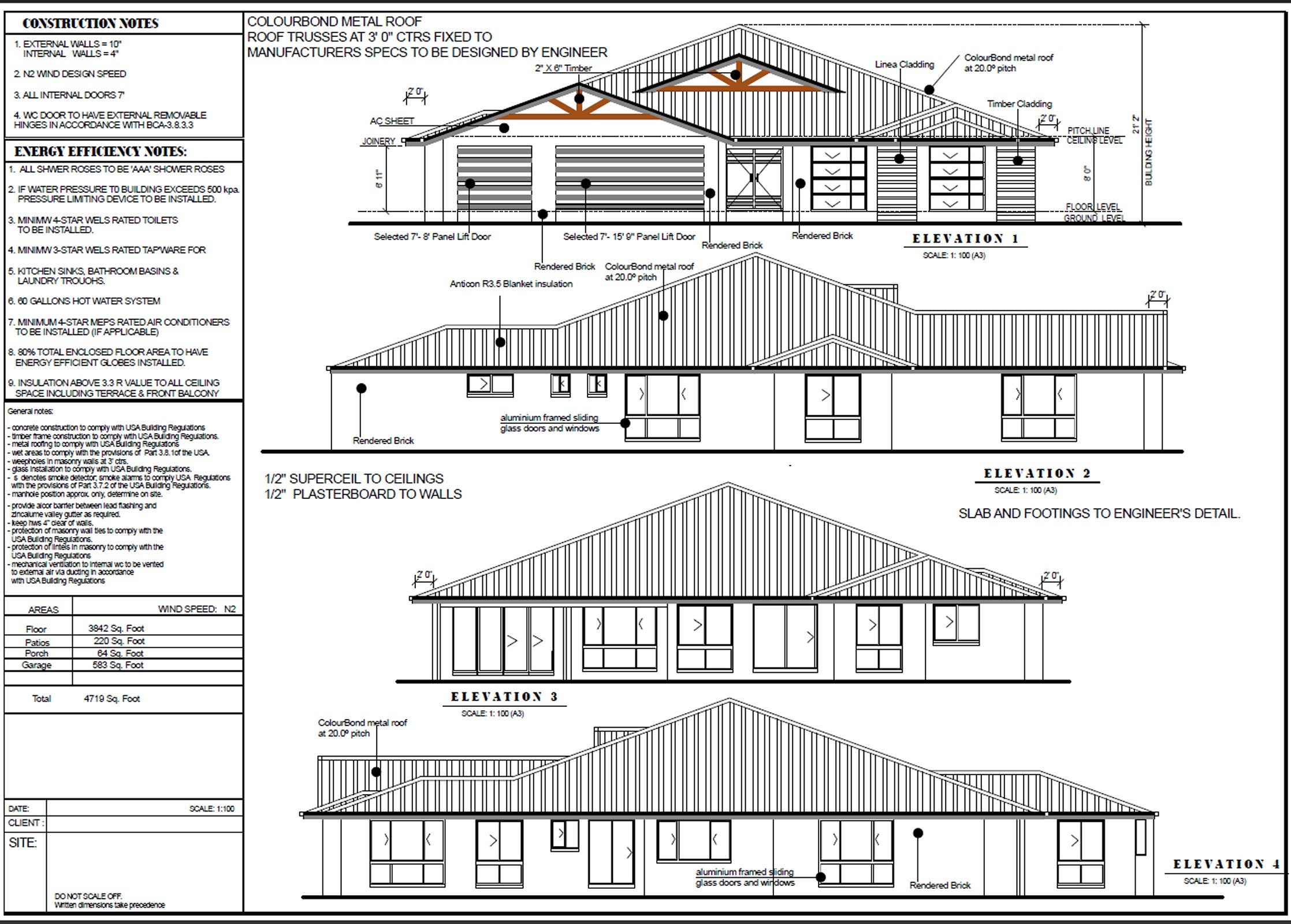 Internal Pool - 4 Bedroom House Plans- Full Concept Plans for Sale - Etsy