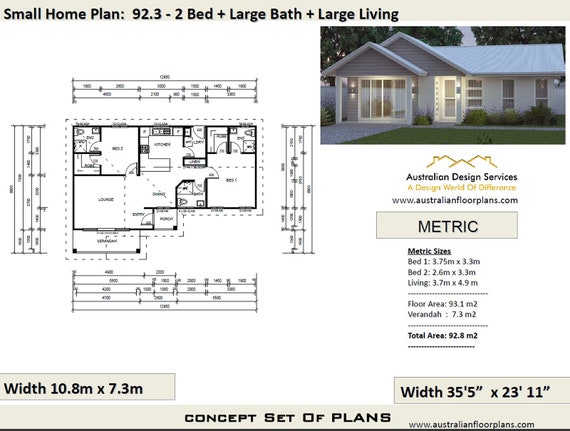  House  Plans  Australia  Small House  Plans  2 Bedroom  House  Etsy