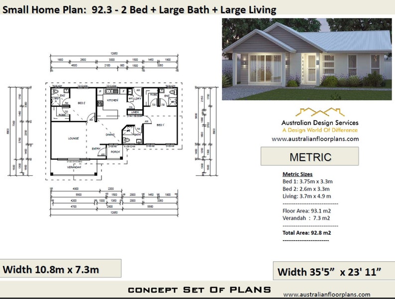  House  Plans  Australia  Small  House  Plans  2 Bedroom House  Etsy