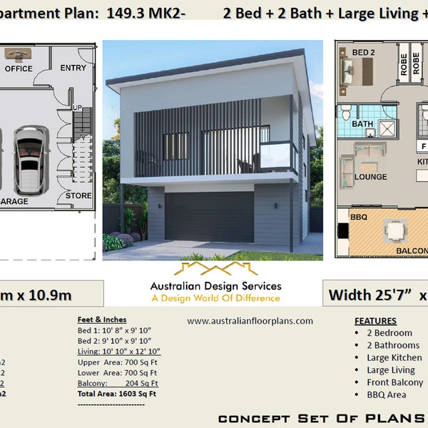 Above garage apartment/ Accessory dwelling unit /Carriage house / Guest house / Second dwelling / Rental unit /2 Bed 2 Bath House Plans Sale