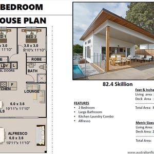 Modern 2-Bedroom Granny Flat / ADU – 59.4 sq meters (639 Sq Ft) | Compact Skillion Roof Design | Ideal Tiny Home or Secondary Dwelling