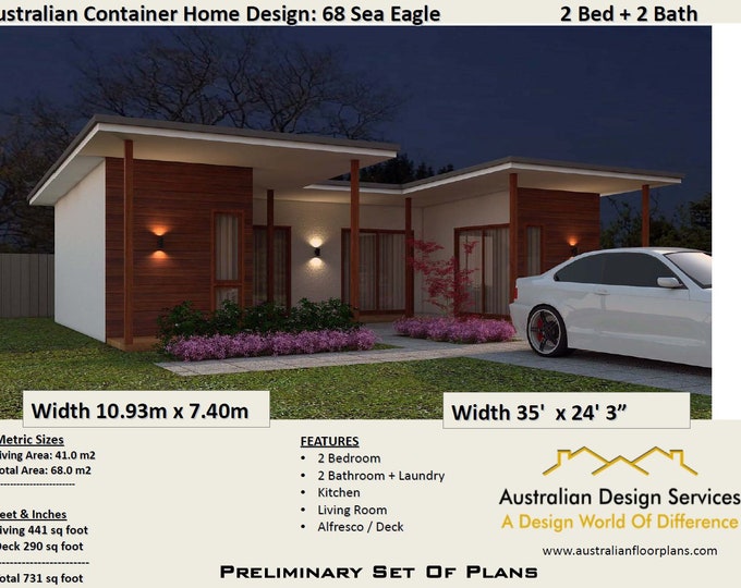 The Triple Container Haven: A Spacious 2-Bedroom, 2-Bathroom Shipping Container Residence 68.0m2 or 731sq foot. Innovative housing solutions