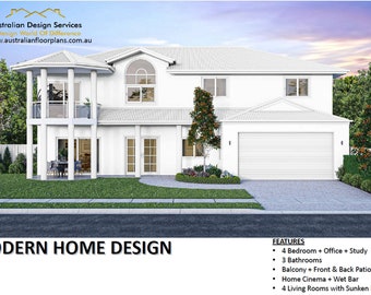 2-Storey House Plan for sale 365.9 m2 | 4092 sq. feet | Discover Your Dream Home: Modern House Plan with 4 Bedrooms + Office + Study