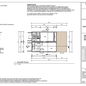 Set di piani di costruzione Piani di casa per container/ Soggiorno minimalista/ Casa container con 1 camera da letto più venduta/ Architettura sostenibile immagine 4