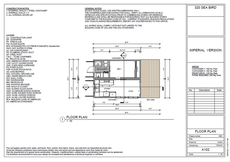 Set di piani di costruzione Piani di casa per container/ Soggiorno minimalista/ Casa container con 1 camera da letto più venduta/ Architettura sostenibile immagine 4