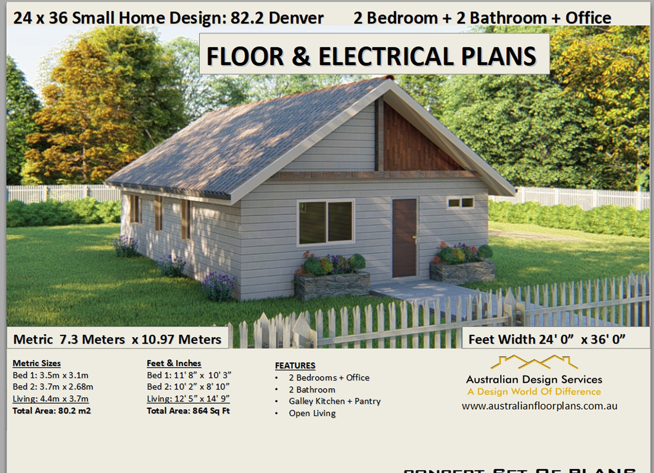 24 X 36 Small Home 2 Bedroom 2 Bathroom Office House Design Etsy