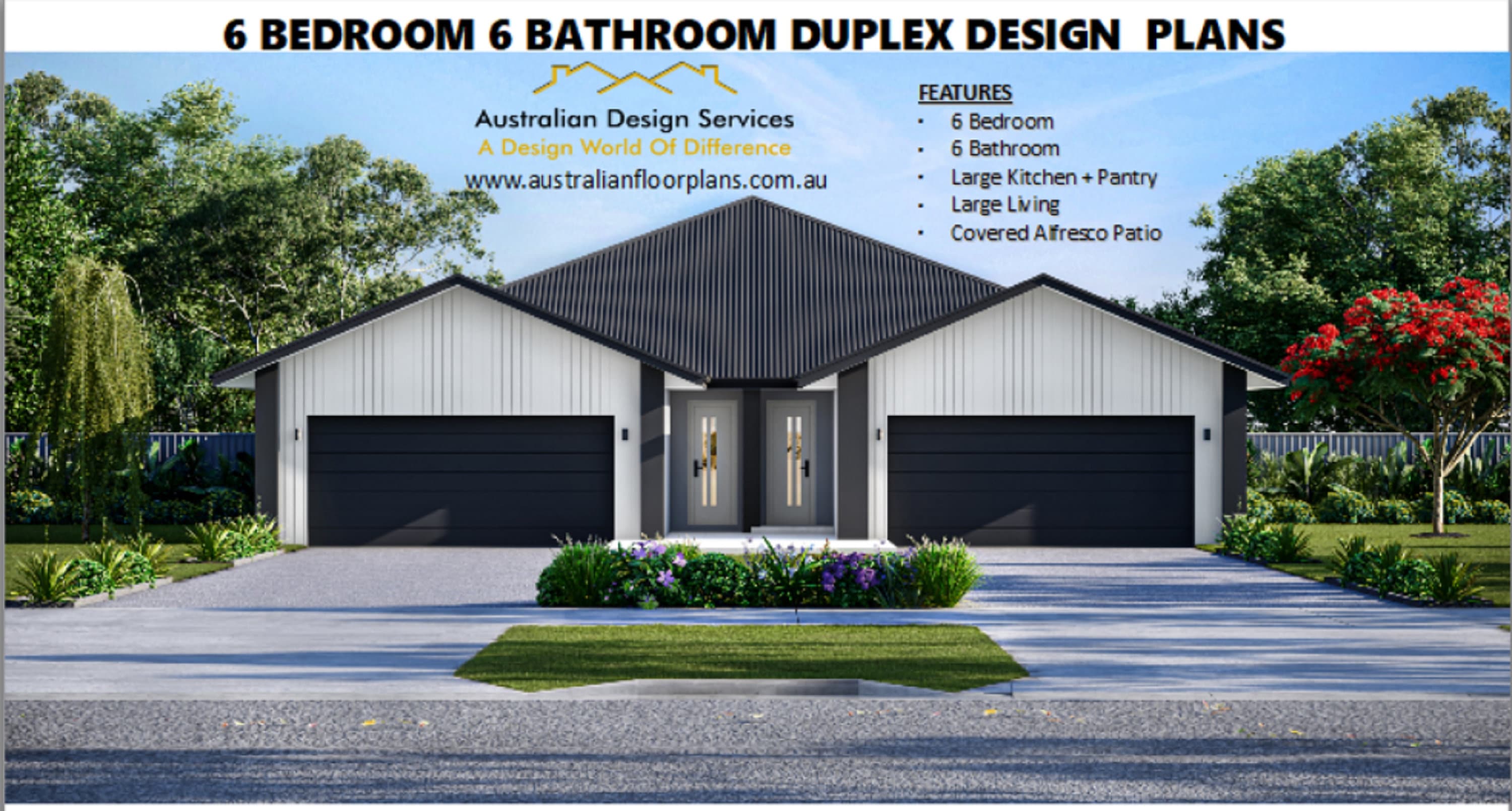 DUPLEX HOME DESIGN -6 Bed 6 bath- Modern Narrow Land | duplex house plans | duplex House Plans for Sale