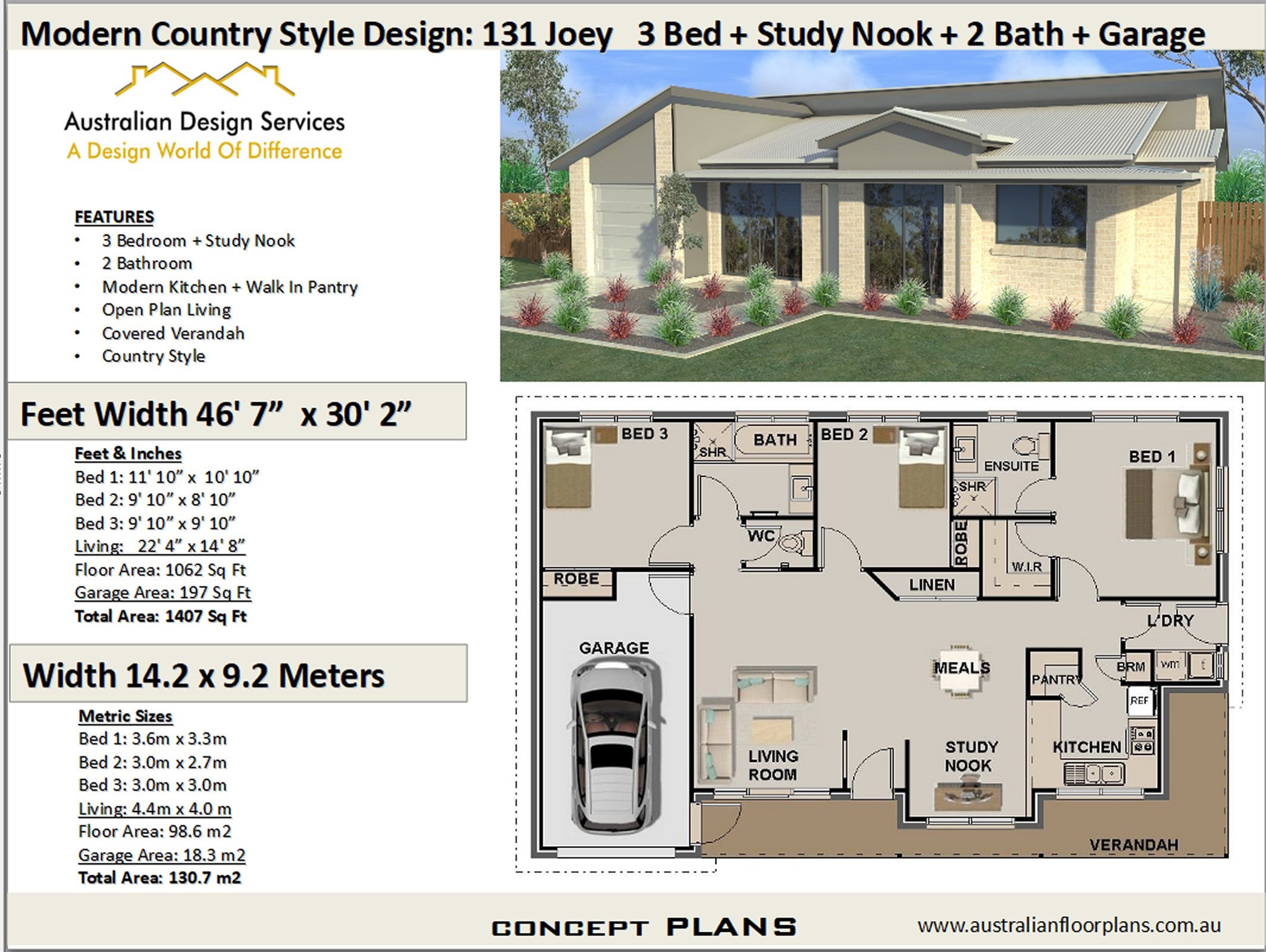1062 Sq Foot House Plan Or 98.6 M2 3 Bedroom 2 Bathroom - Etsy