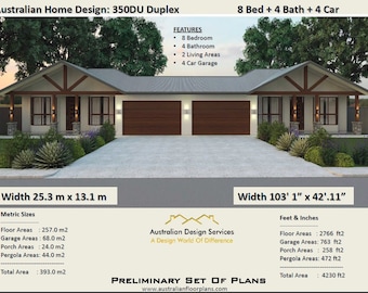 393.0 m2 or 4230 ft2  | 8 Bed duplex design | modern duplex plans | Concept Duplex Plans For Sale #Australian Duplex | #duplex design