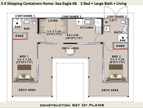 3 X Shipping Containers 2 Bedroom Home Full Construction Etsy