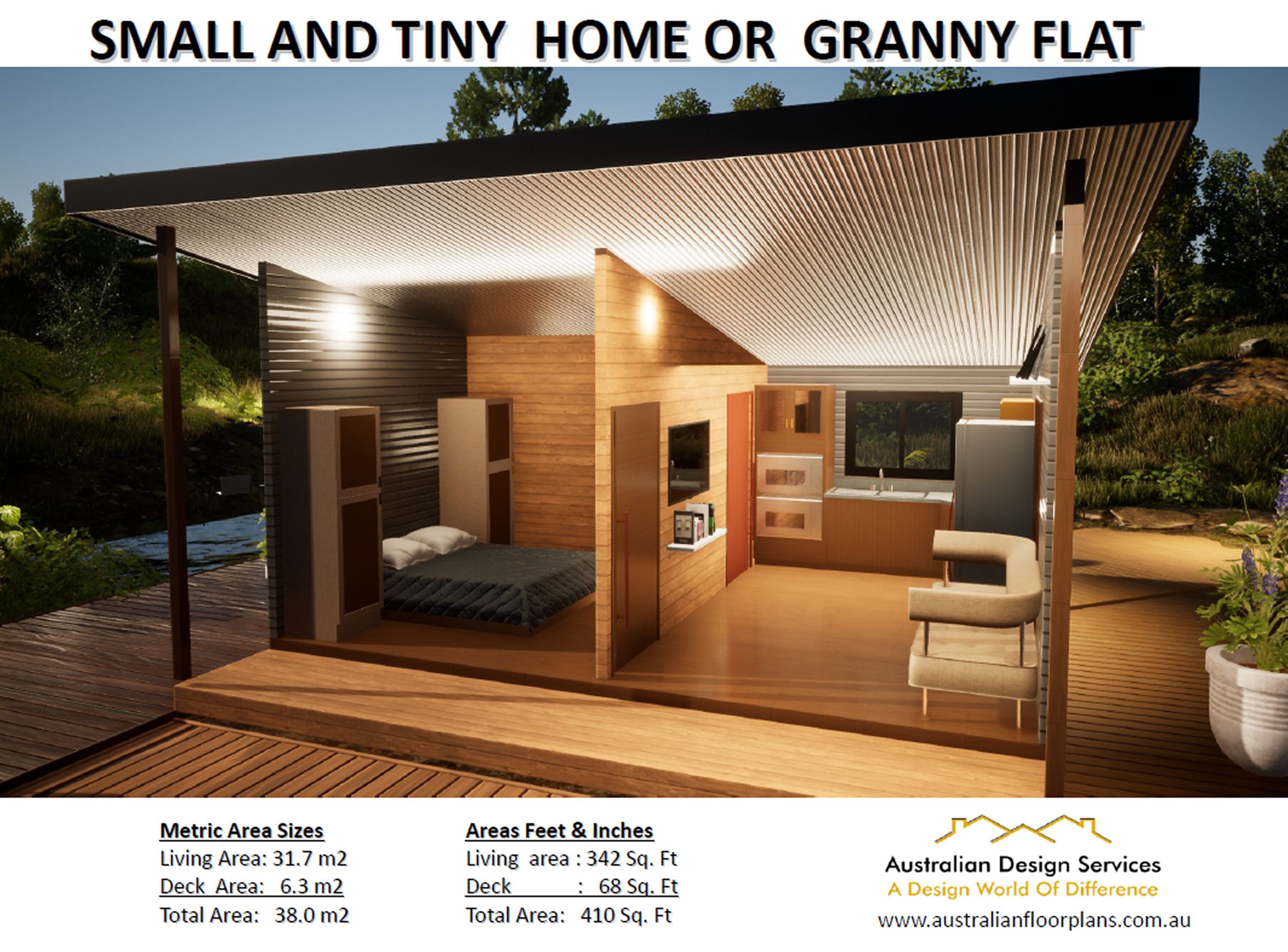 MODERN GRANNY FLAT Small and Tiny Home Design (Instant Download