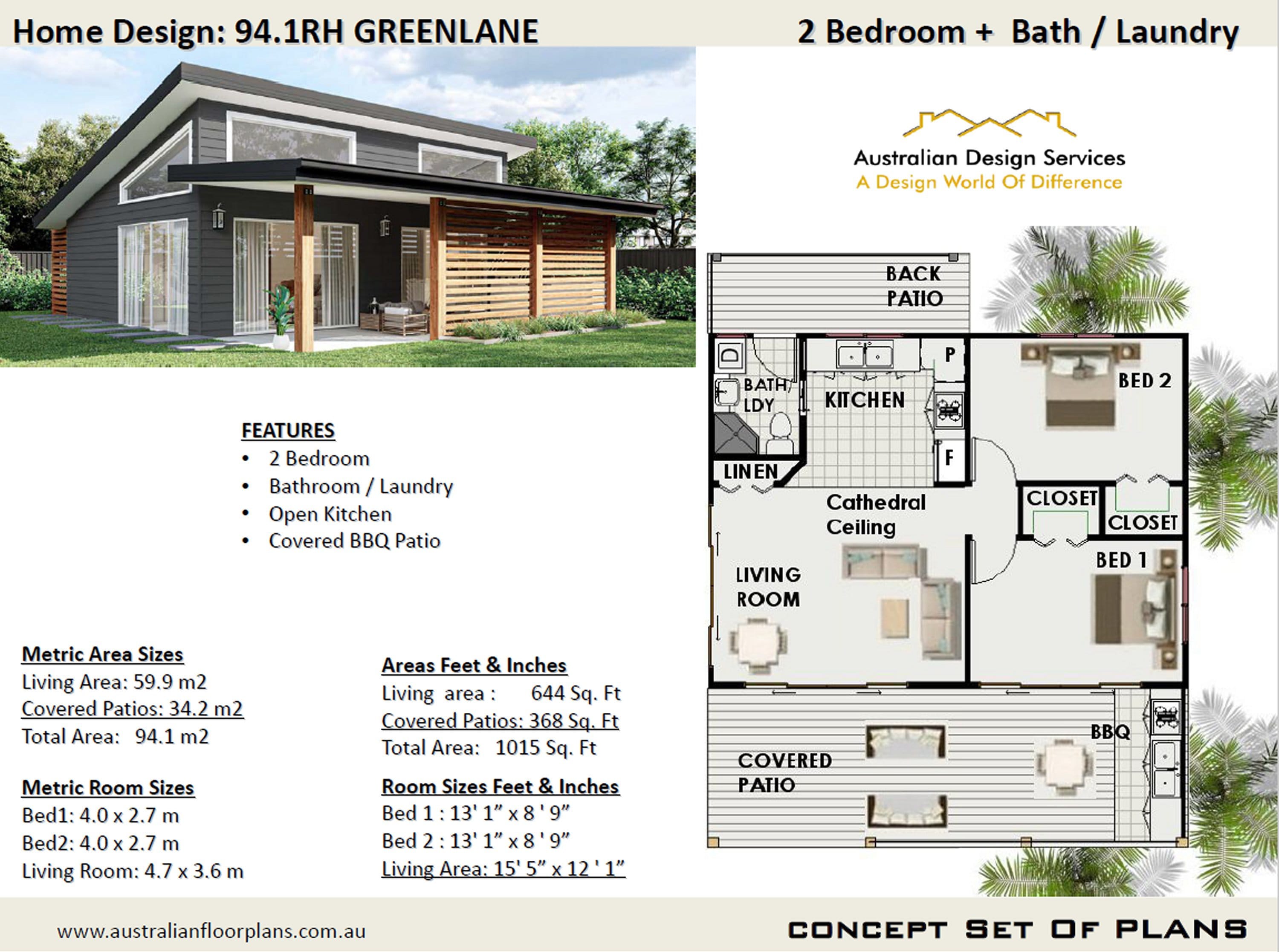 Skillion Roof GRANNY FLAT Small and Tiny Home Design 59.9m2/ 644 Sq — free download