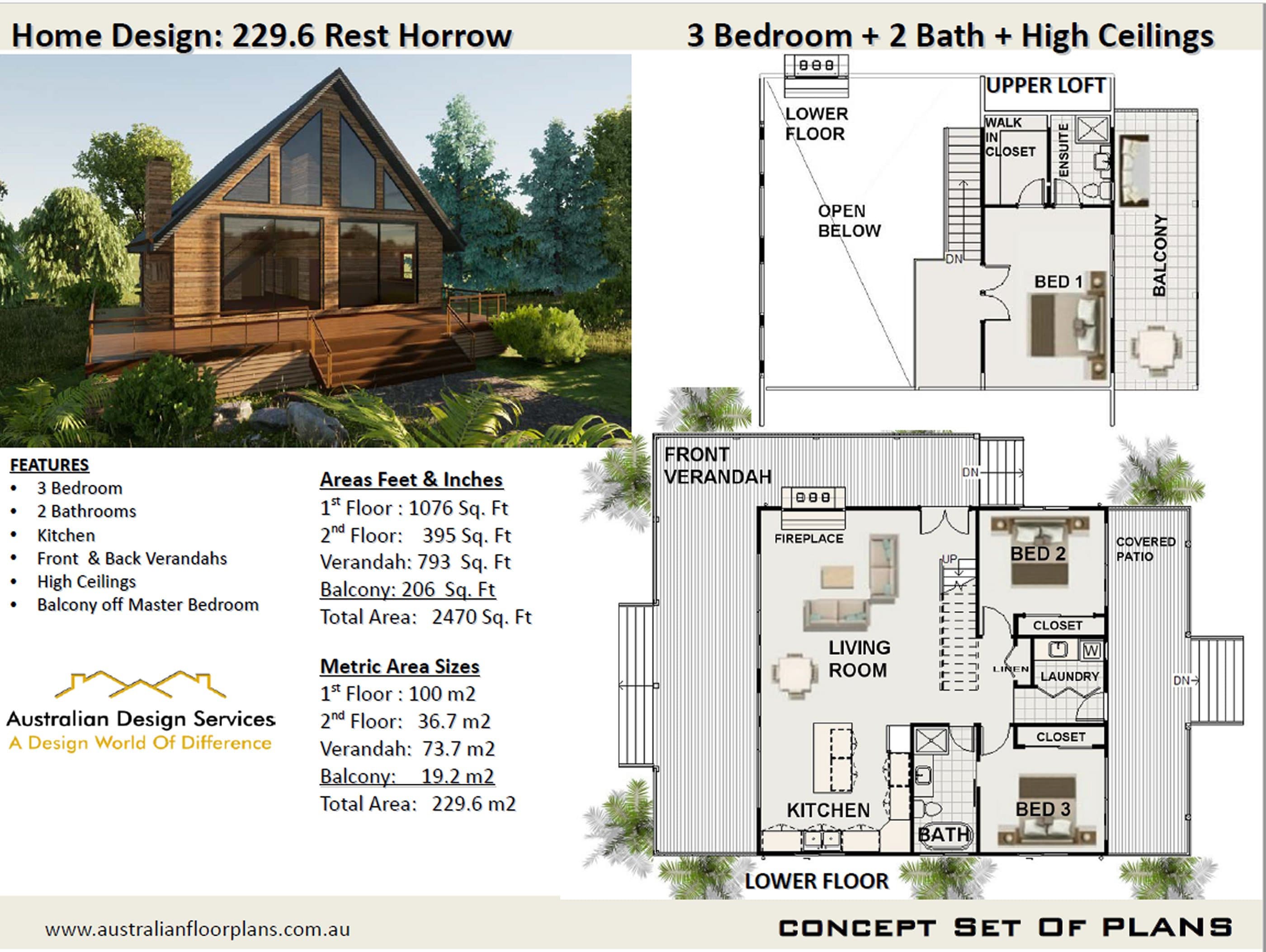 Country Cottage With Loft Architectural Concept House Plans - Etsy