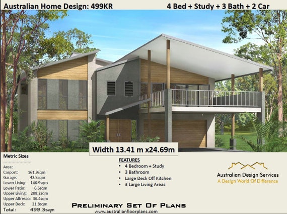 499 3 M2 499kr Skillion Roof 2 Storey 5 Bed 3 Bath Etsy