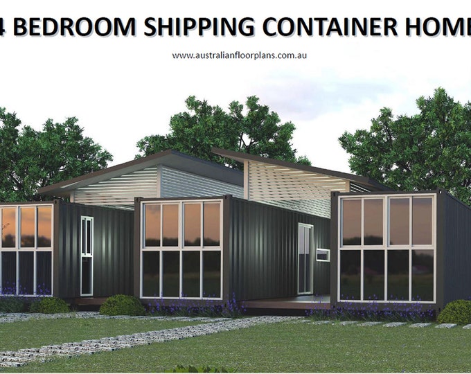 Construction Plans/ Blueprints for a Shipping Container| Repurposed Container Home| Floor Plans| Best 4 Bedroom Shipping Container Homes