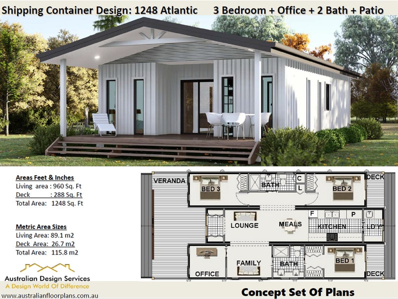 Build Plan#1248 Atlantic: Best Selling Shipping Container House Plans ...
