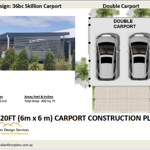 DOPPEL-CARPORT-Pläne - Easy Build beliebtes Handwerker-Design-Bauhaus-Pläne zum Verkauf