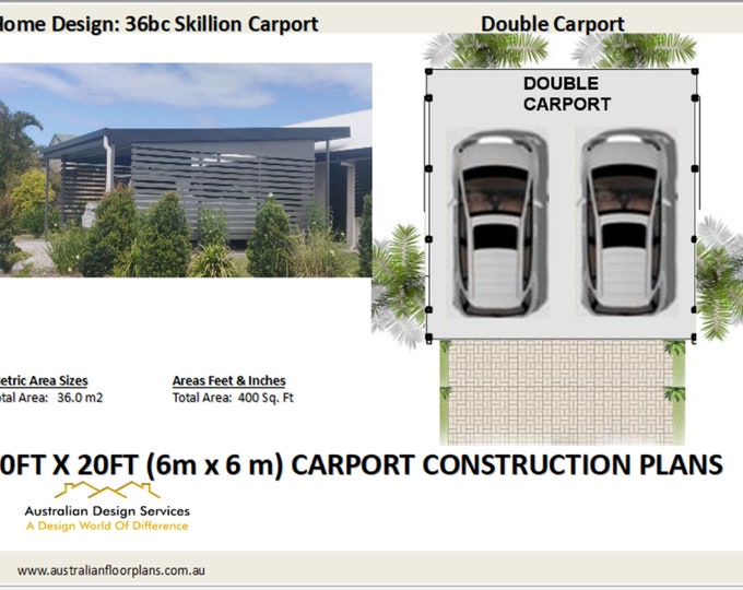 DOUBLE CARPORT PLANS - Easy Build popular craftsman design  Construction House Plans For Sale