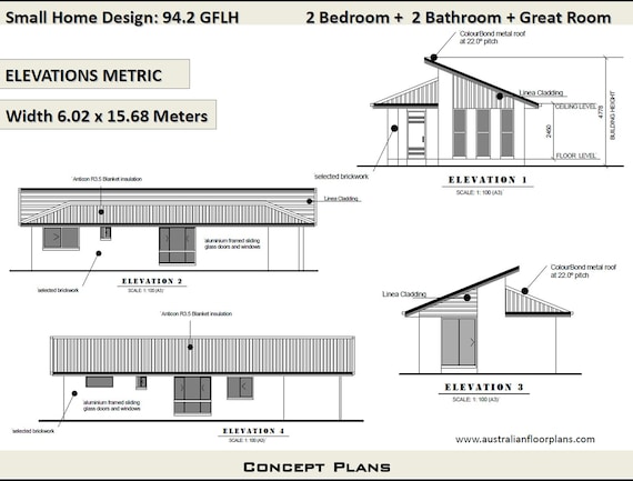 Small House Plan 1000 Sq Foot 94 2 Sq Meters 2 Bedroom House Plan 94 2 Gflh Small Home Granny Flat Concept House Plans For Sale