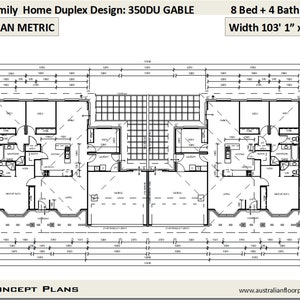 Multi Family Duplex House Plans/ 8 Bedroom Home/ modern duplex Multi Family Duplex dual duplex design Concept House Plans For Sale image 5