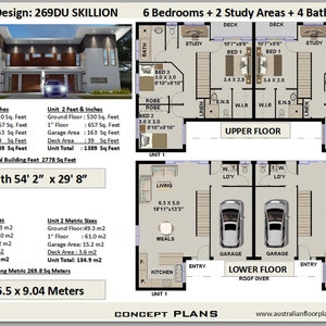 Duplex house plans | Modern 2 family home 269.8 m2 | 2778 sq. feet | Townhouse plans | 2 Family House Plans