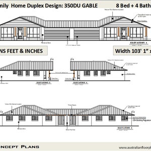 Multi Family Duplex House Plans/ 8 Bedroom Home/ modern duplex Multi Family Duplex dual duplex design Concept House Plans For Sale image 4