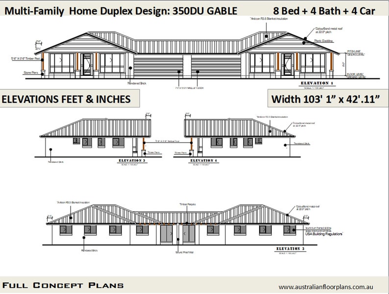 Multi Family Duplex House Plans/ 8 Bedroom Home/ modern duplex Multi Family Duplex dual duplex design Concept House Plans For Sale image 4